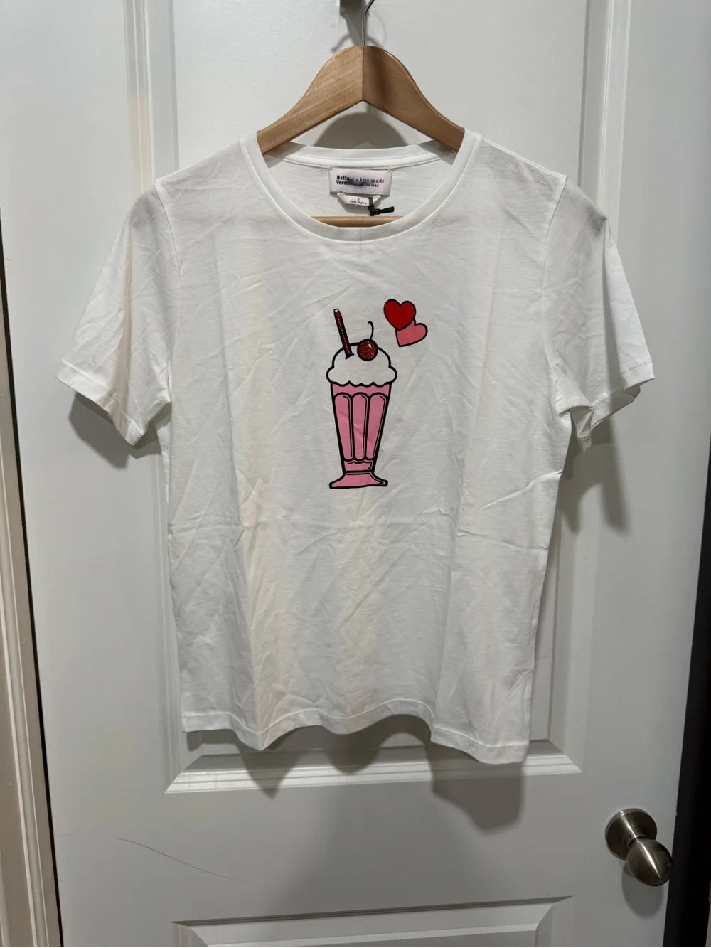 Kate Spade white t shirt, Milkshake Graphic Small